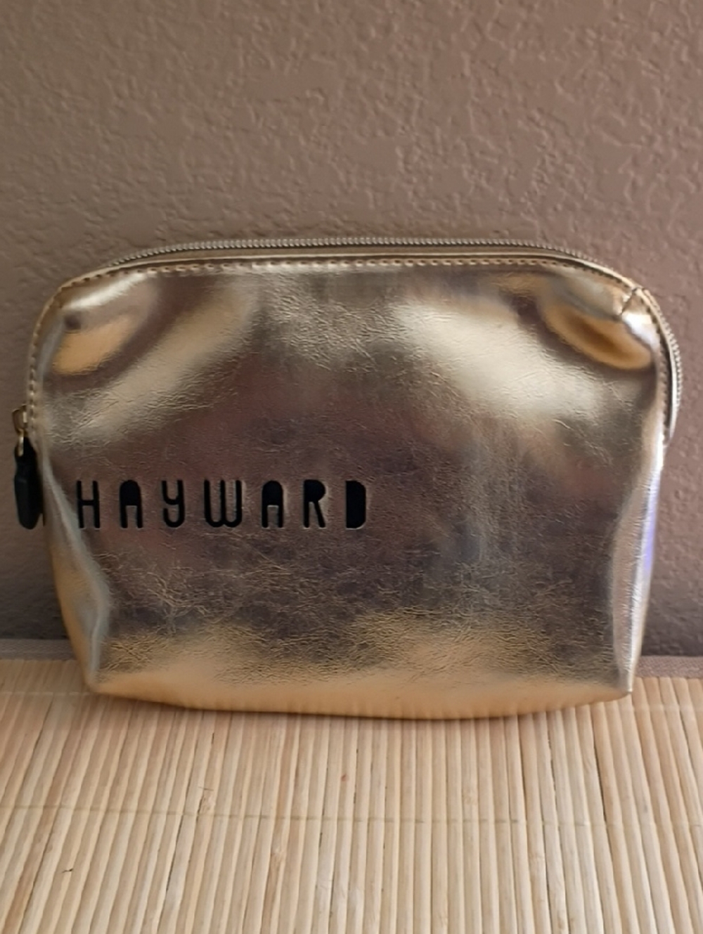 NWOT HAYWARD Metallic Gold Cosmetic Bag/Case/Purse
